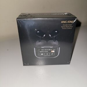 Black ANC/ENC Wireless Earbuds Bluetooth Headphones with LED Display NWT